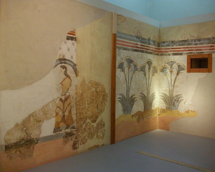 Soubor:Frescos de la 'Casa de les Dames' d'Akrotiri, Museu de la Prehistòria de Thira, Santorí.JPG